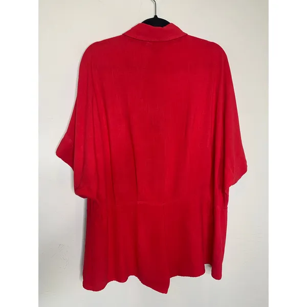 Entro Red Romper Sz Large Boho Casual Loungewear Linen Blend - Image 6