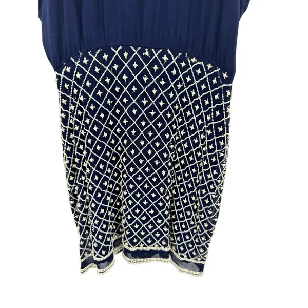 NBD Revolve Best Mistake Dress Size‎ Medium Navy Blue Beaded Mini Sleeveless - Image 5