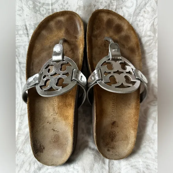 Tory Burch Silver and Brown Sandals - Image 6