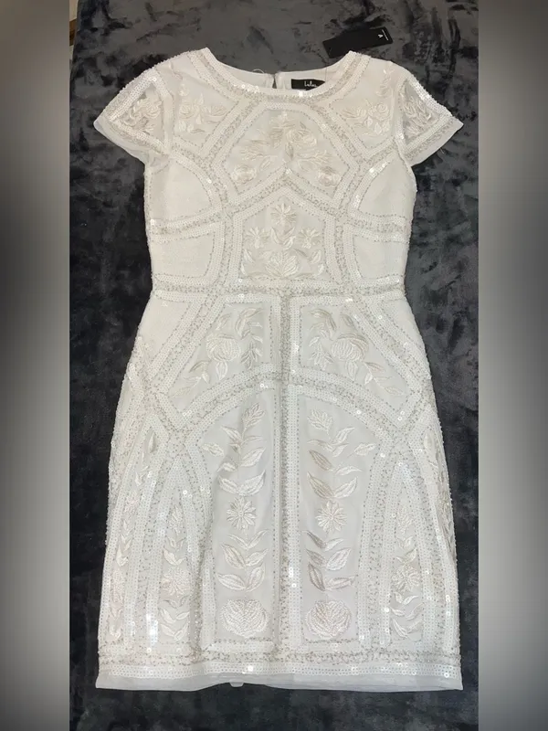 Lulus Spread Your Shine White Sequin Embroidered Bodycon Dress in White Size S - Image 5