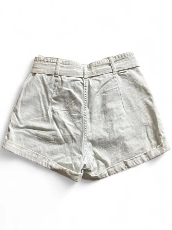 Billabong Light Wash High-Waist Denim Belted Shorts Tie Waist Cuffed Sz 28 Jorts - Image 2