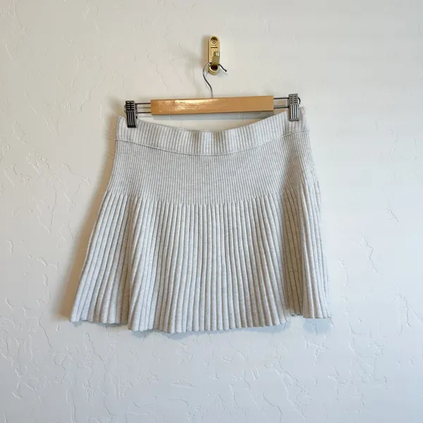 Aerie | Take Charge Wool Blend Ribbed Knit Mini Skirt in Light Heather Gray - Image 3