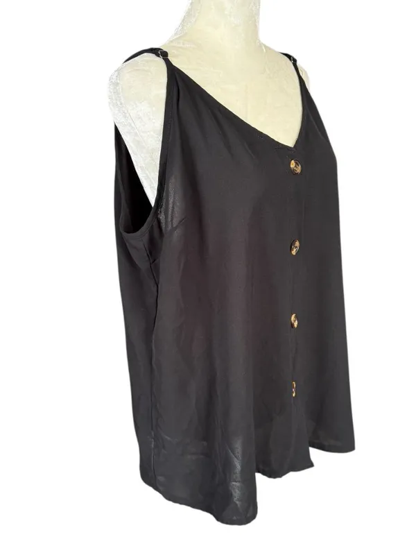Shiela Rose women's black sleeveless button down v-neck tank top size XL - Image 2