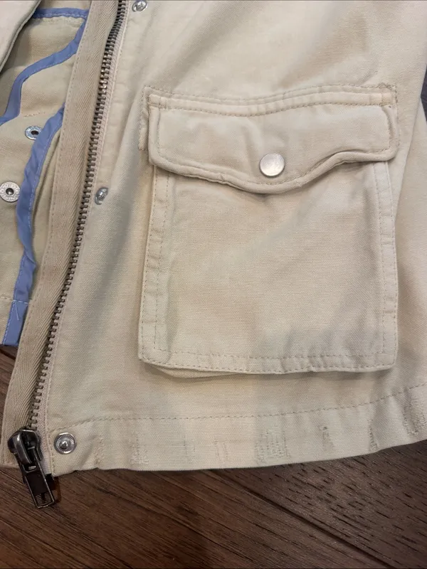 Free People Cream Field Jacket - Casual Utility Style Size Small ? - C69-055 - Image 8