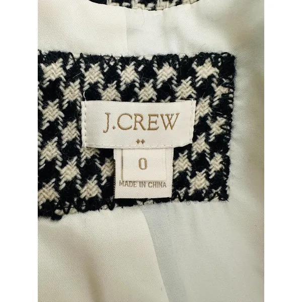 J‎ Crew Schoolboy Blazer Womens 0 Houndstooth Wool Blend Preppy Academia Career - Image 6