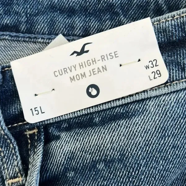 Hollister‎ Women's Cotton Curvy High Rise Mom Distressed Jeans 32 - Image 10