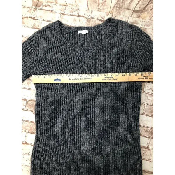 Garnet Hill Sweater Small S Gray GreyCrew Neck Cable Knit‎ Jumper - Image 7