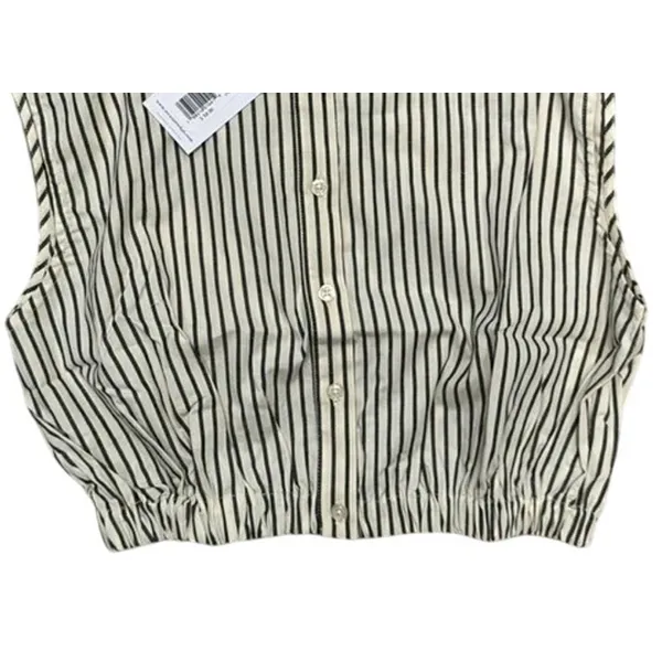 NWT Weworewhat Cropped Sleeveless Popover Shirt Small Antique White Grey Stripe - Image 4