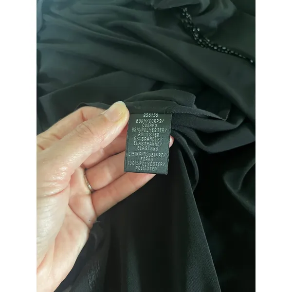 Black Beaded Waist Cocktail Dress 6 Halter Keyhole‎ LBD Elegant Glam Minimalist - Image 10