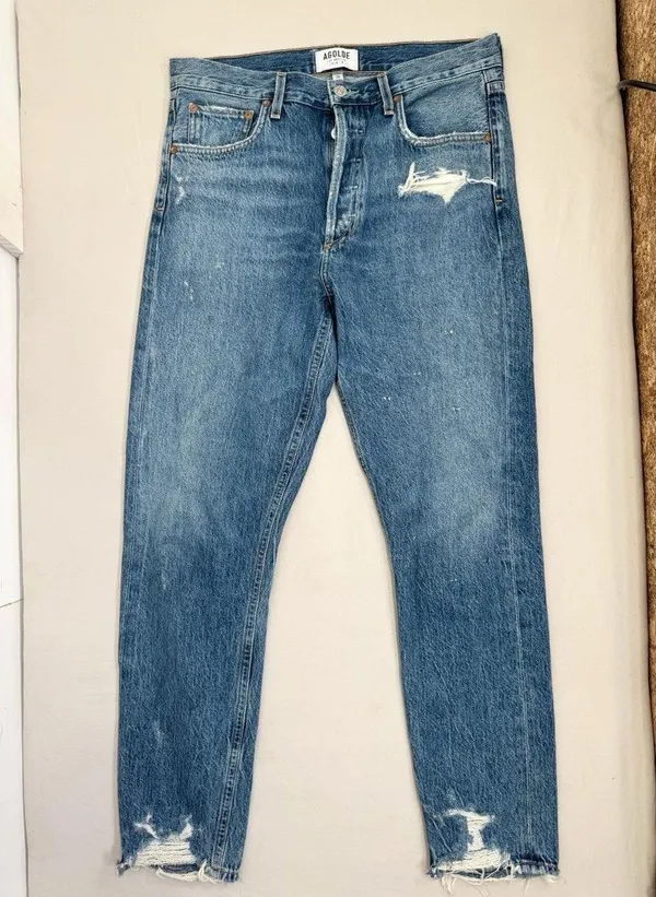 AGOLDE Jeans Jaime High Rise Classic Skinny Distressed Button Fly Size 28 - Image 3