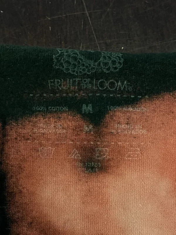 Fruit of the Loom Custom Frog Graphic Cropped Top Shirt Womens Medium Black Bleach Dye Festival - Image 6