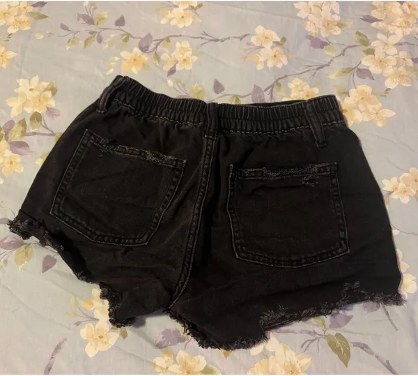 Aerie Distressed Grey Denim Frayed Hem Shorts XXS - Image 2