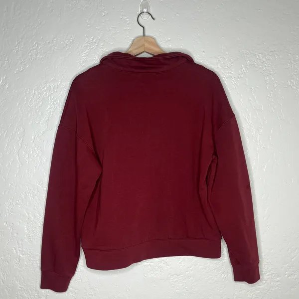 Banana Republic Women's Dark Spiced Rum Fleece Polo‎ Sweatshirt Long Sleeve M - Image 3