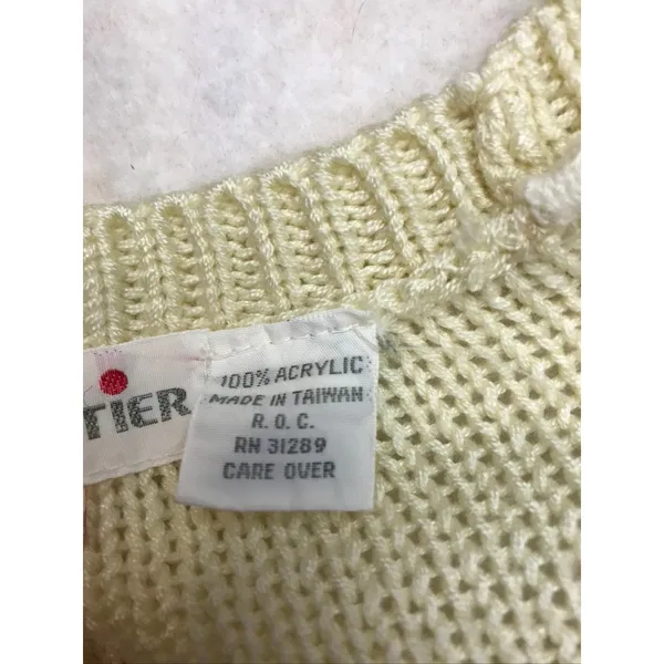 Vintage Grand Tier Womens‎ Cream Cable Knit V Neck Button Vest Sweater Size L - Image 6