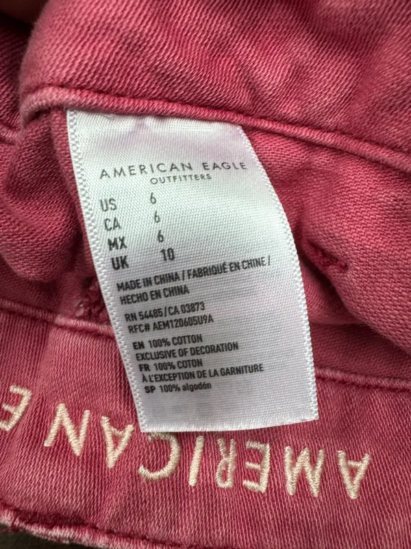 American Eagle Red-Pink Colored Button Fly Shorts Size 6 - Image 4