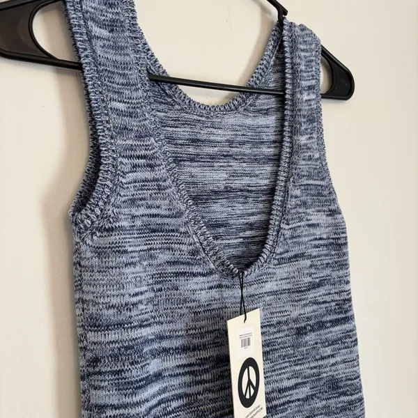 NWT MADHAPPY‎ Small Summer Collection Melange Dress in Blue Scoop Back Tank Boho - Image 3