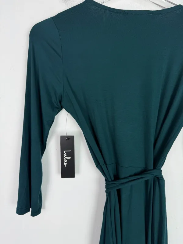 NWT Lulus Twirl-Worthy Forest Green Wrap Dress Mini Size Small S NEW - Image 8