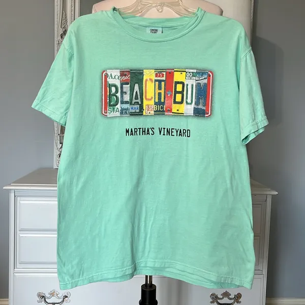 Marthas Vineyard Comfort Colors Beach Bum License Tshirt Cotton Shirt Womens M - Image 4