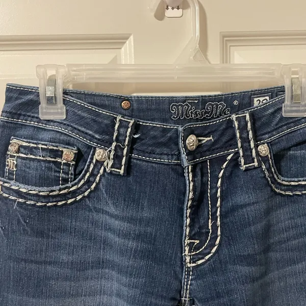 Miss Me Loose Saddle Stitch Border Bootcut Jeans Size 29 - Image 4