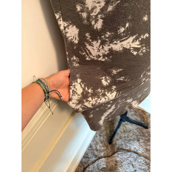 DREW Sofia Faded Black Tie Dye Hoodie Dress Mini Tunic Tank Acid Wash Sleeveless - Image 3