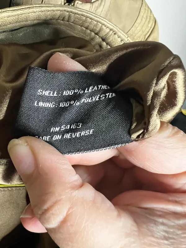 Black Rivet Woman’s Vintage Tan‎ Leather Elbow Patches Zipper Wrists Jacket - Image 9