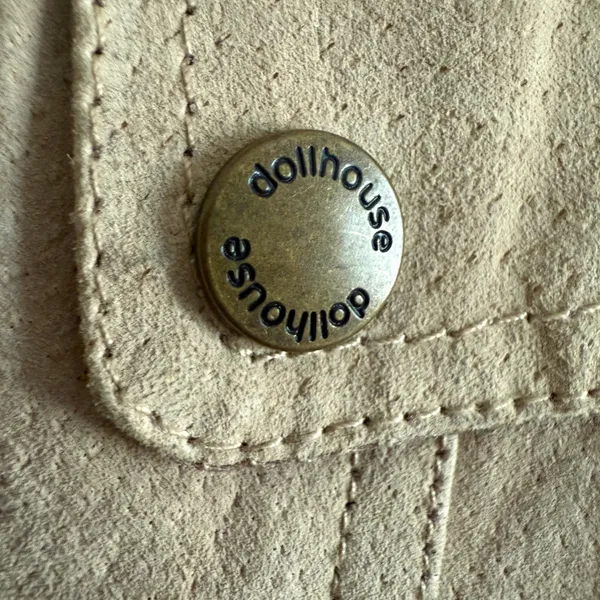 Y2K Vintage DOLLHOUSE | Tan Suede Leather Moto Style Jacket | Extra Large - Image 3