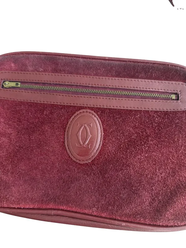 CARTIER Vintage Must Line Bordeaux Suede Calfskin Leather Crossbody Bag - Image 2