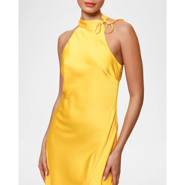 New! Hutch Mari Halter Midi Dress Yellow Daffodil Satin Sz Small‎ - Image 8