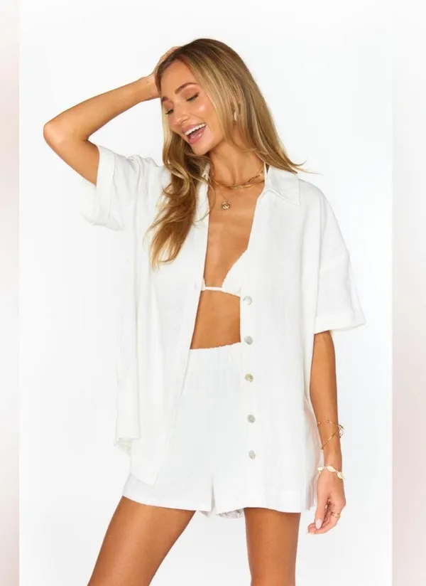 SHOW ME YOUR MUMU Hendrix Short In White Linen - Image 8