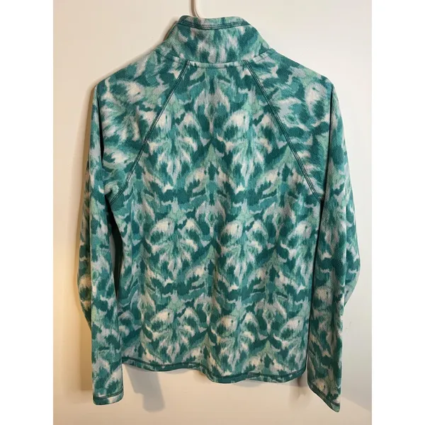 Eddie Bauer Sweatshirt Wm Sm Blue 1/4 Zip Pullover Mock Neck Polar Pattern Hike - Image 5