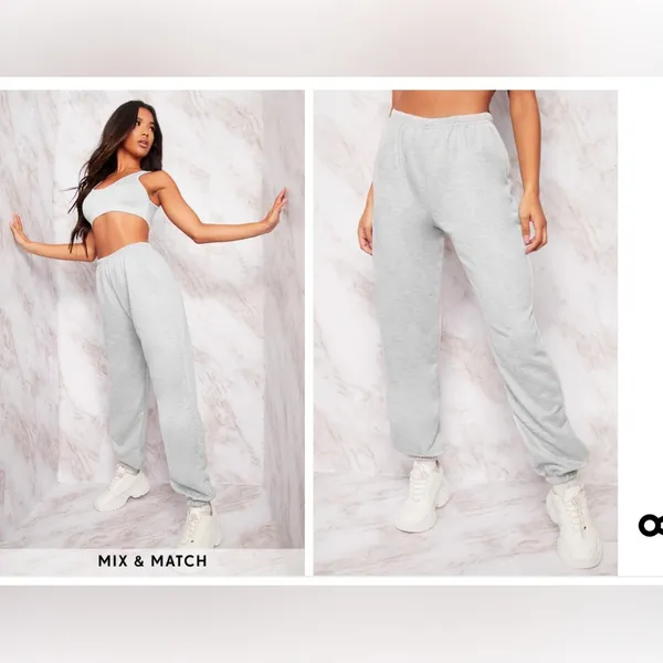 Pretty Little Thing New Grey Basic Cuffed‎ Hem Sweatpants - Image 2