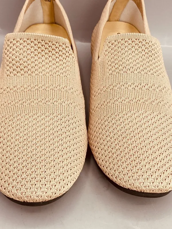 David Tate Ultimate Flat Shoes Womens 7.5 Beige Knitted Formal Party Slip On - Image 2