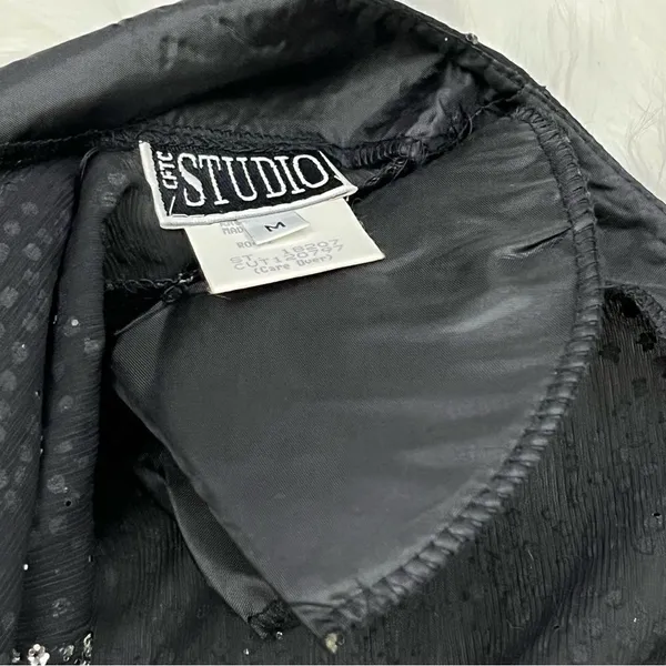 CFTC Studio Vintage 80’s Black Silk Beaded Evening Top M - Image 6