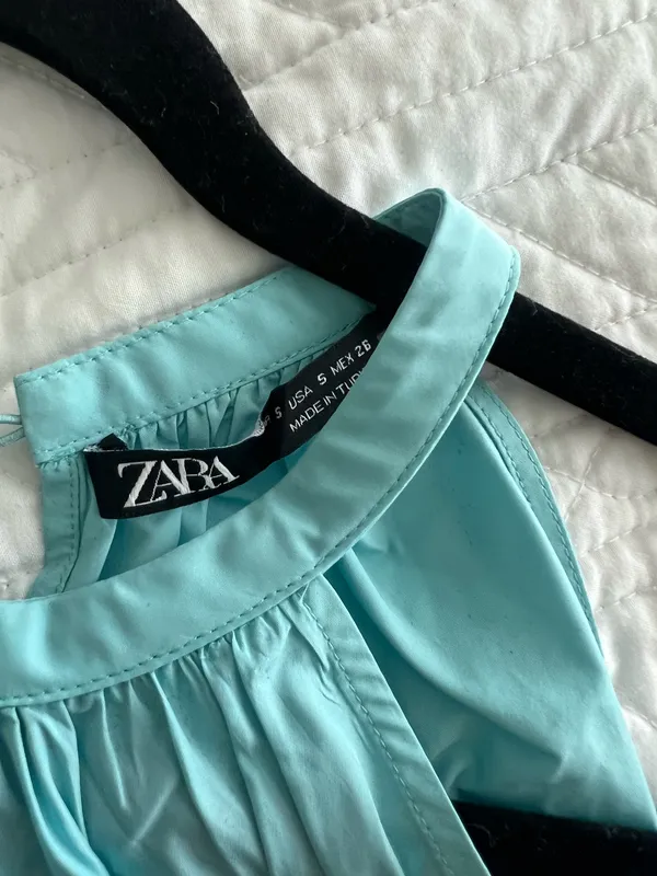 ZARA Light Blue Halter Neck Sleeveless Top - Image 4