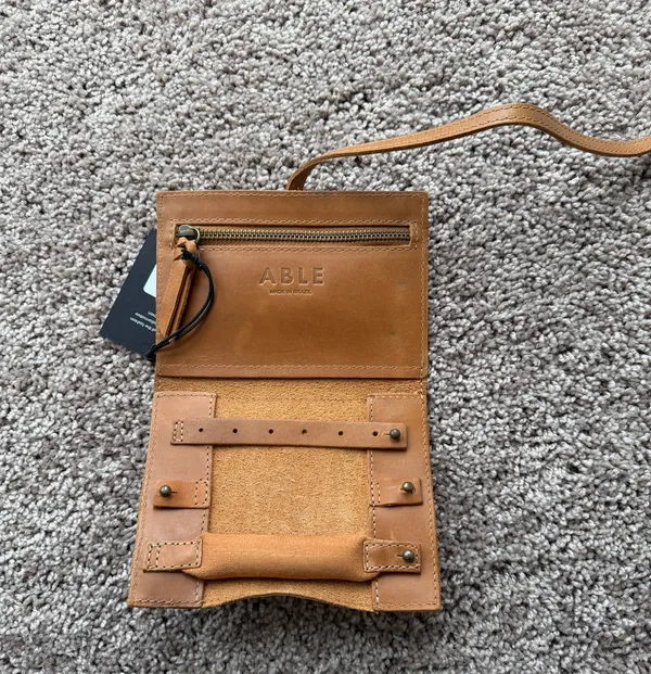 Leather Jewelry Roll Able Cognac - Image 5