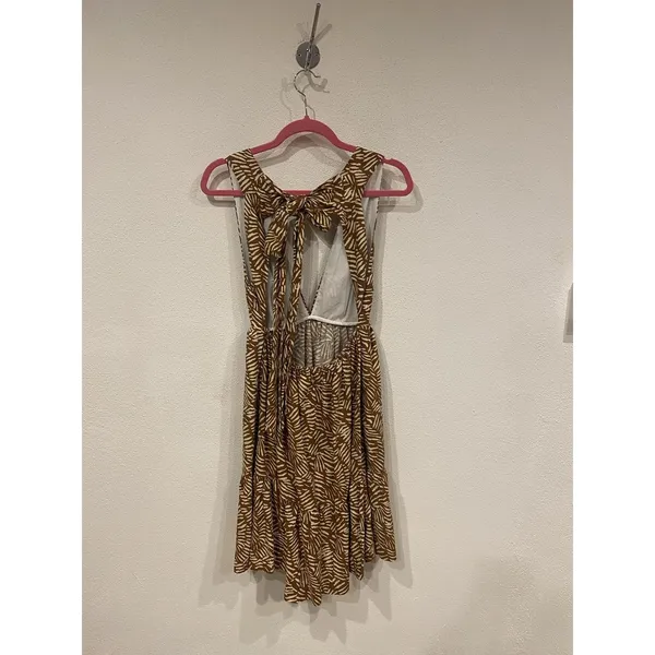 House Of Harlow 1960 Dress Womens Small Brown Animal Print Tie Back Sundress - Image 3
