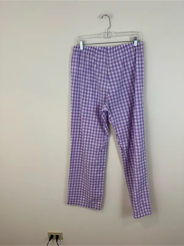 Gap Body Purple Gingham Plaid Poplin Cotton Pajama Pants Size Medium NWT - Image 8