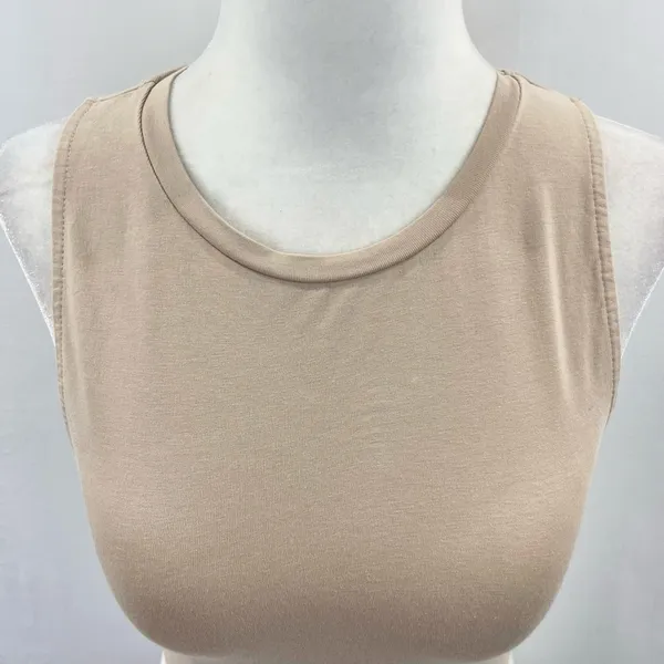 ZARA Cropped Tank Top Sleeveless Crewneck Crop Top Beige Size Small - Image 6