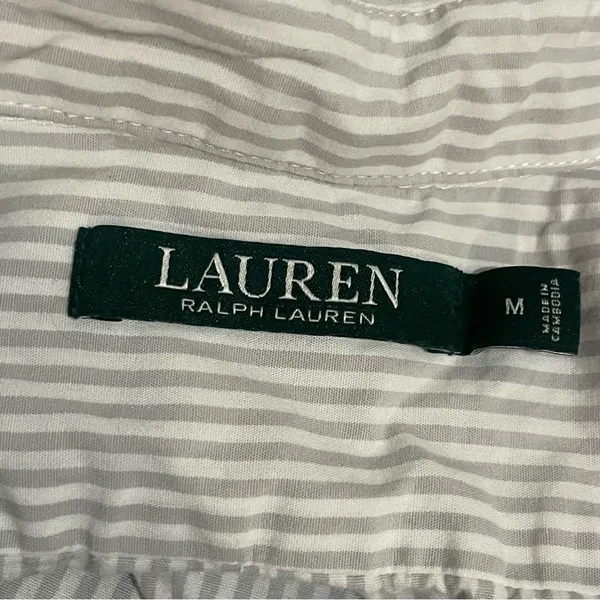 Lauren Ralph Laure Cotton Sleep Shirt Striped Light Pink Size Medium - Image 3