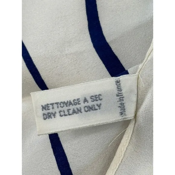 Christian Dior Vintage Silk Scarf Red Rose Navy Wavy Stripe Cream Made in France - Image 12