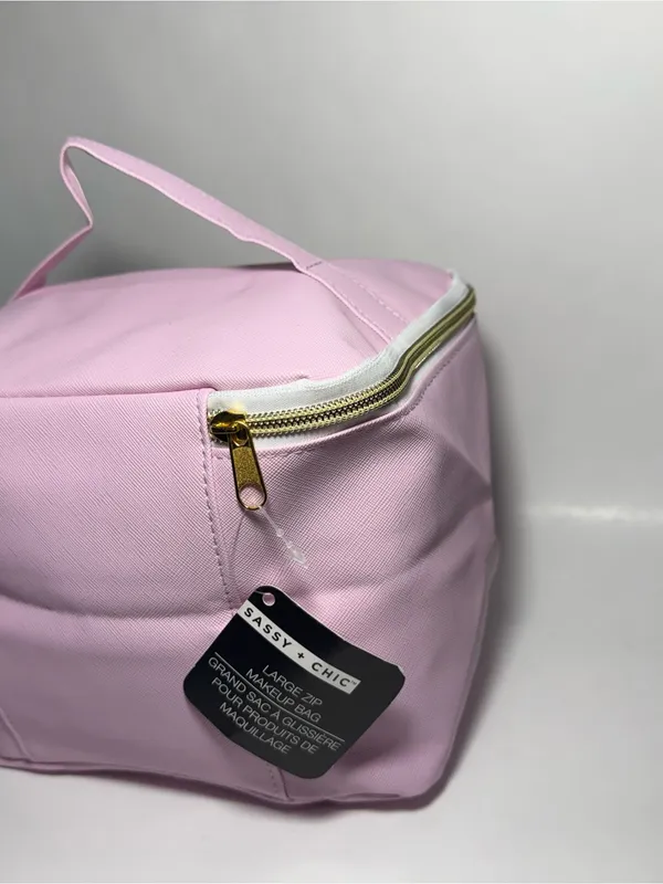 Sassy + Chic Large Pink Makeup Bag Travel Toiletry Organizer Case NWT 8x6x5 in - Image 6