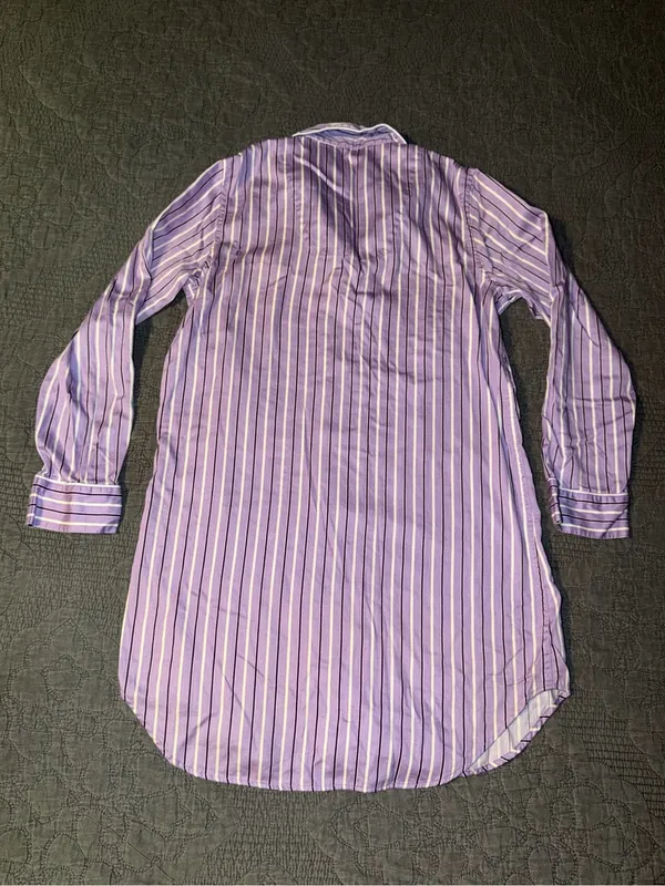 Lauren Ralph Lauren Striped Cotton Sleep Shirt-Purple Stripe Women’s Size-S - Image 5
