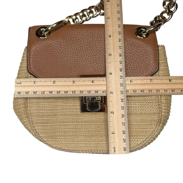 Michael Kors Crossbody Neutral Woven Leather‎ Small Shoulder Bag Chain Strap - Image 10