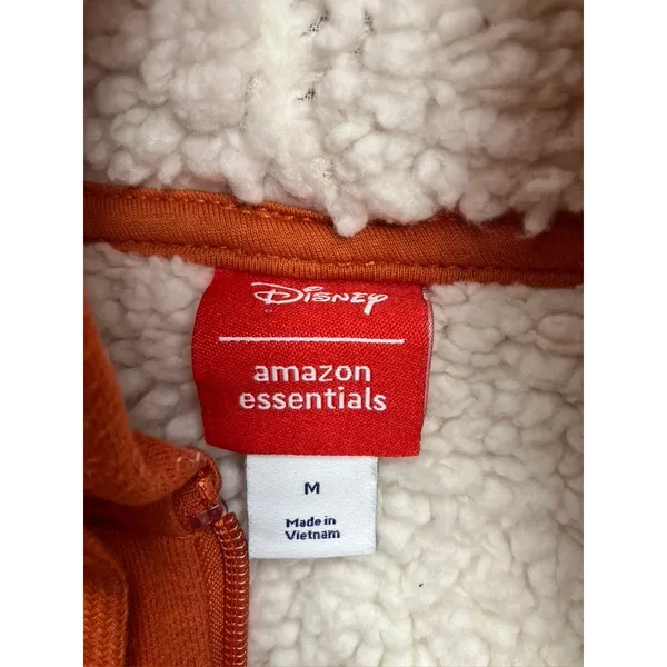 Disney‎ Sherpa Lined Zip-Up Hooded Sweatshirt Orange Goofy Womens Medium - Image 3