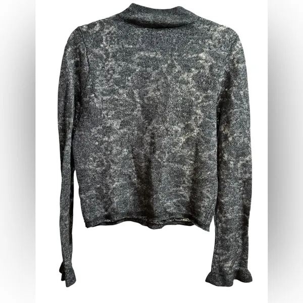 by Anthropologie Hanna Lace Merino Wool Mock‎ Neck Sweater Sz M Black Sheer - Image 5