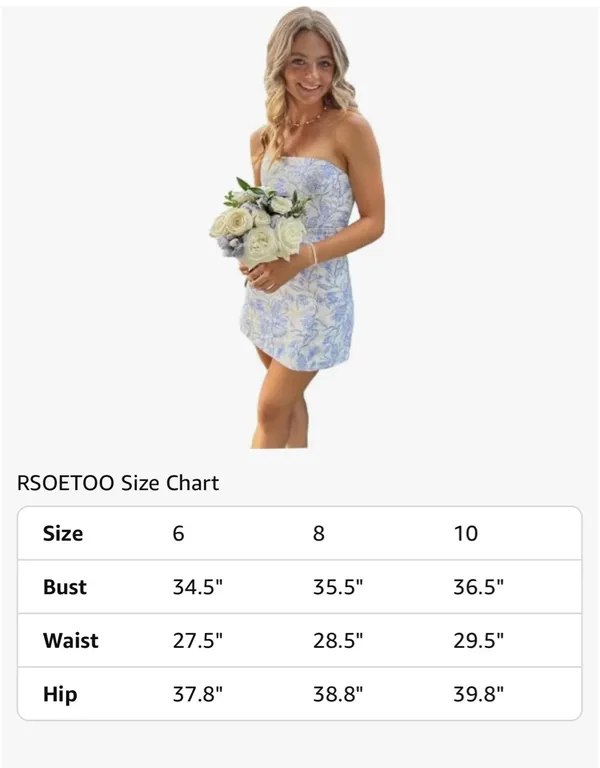 RSOETOO Strapless Dress Blue Size 8 - Image 5