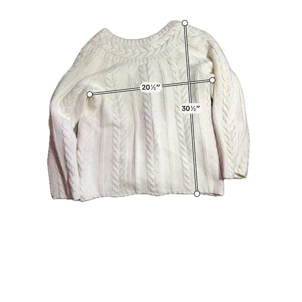 Old Navy Cream Cable Knit Cardigan V-Neck Double Breasted‎ Sweater Ivory L - Image 5