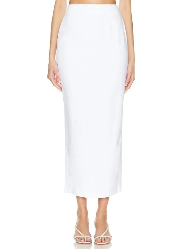 Sau Lee Capri Linen Midi Skirt Ivory Womens Size 10 - Image 2