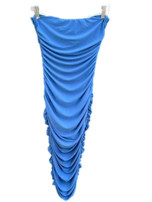Hello Molly Strapless ALL THE CURVES MIDI DRESS In Blue - Image 8