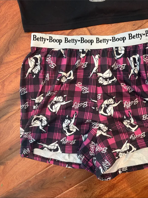 Betty Boop Two Piece Matching Pajama Set Tank Boxer Short Combo Size Medium - Image 4